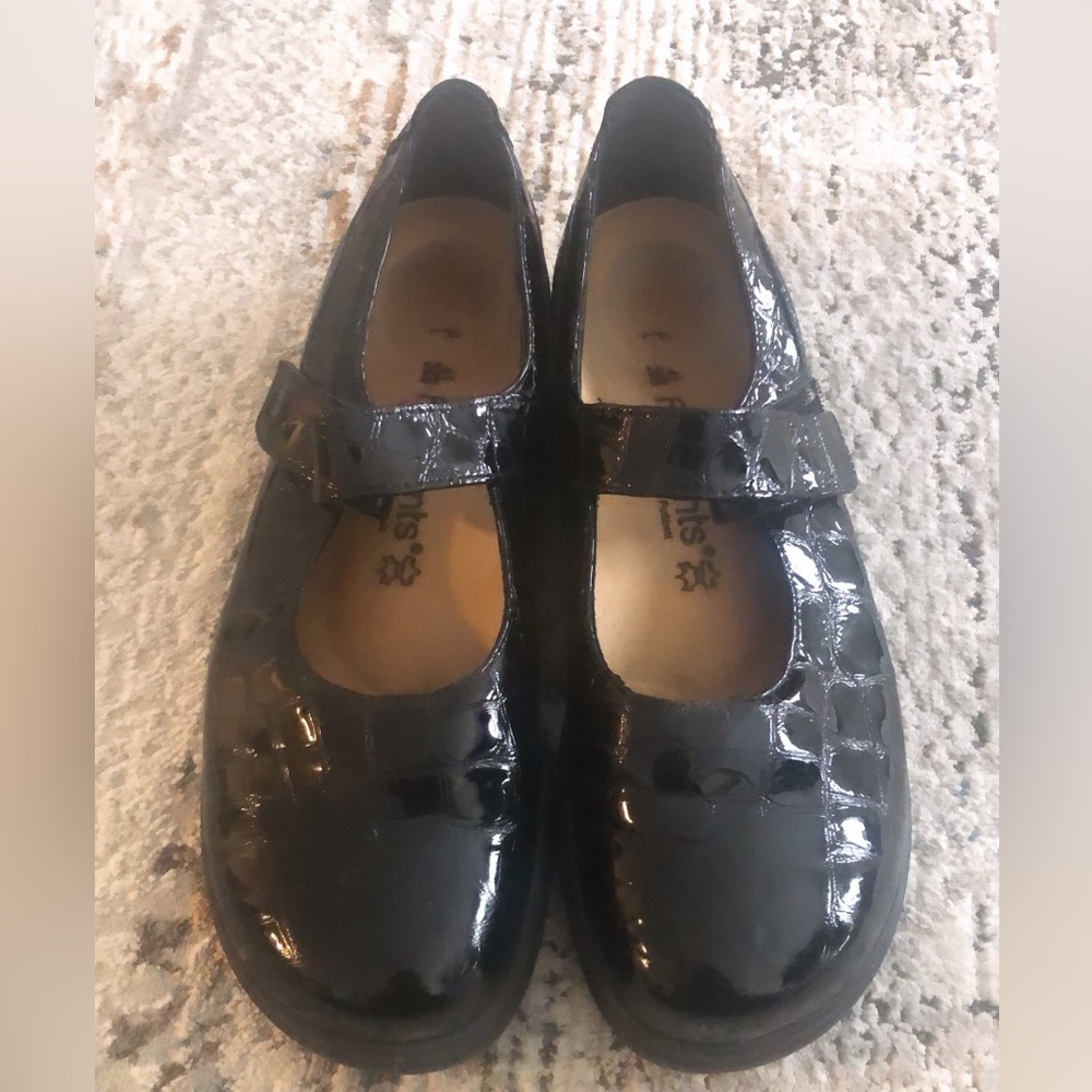 Birkenstock Footprints Mary Jane Croc Embossed Leather Velcro Straps Slip On 41